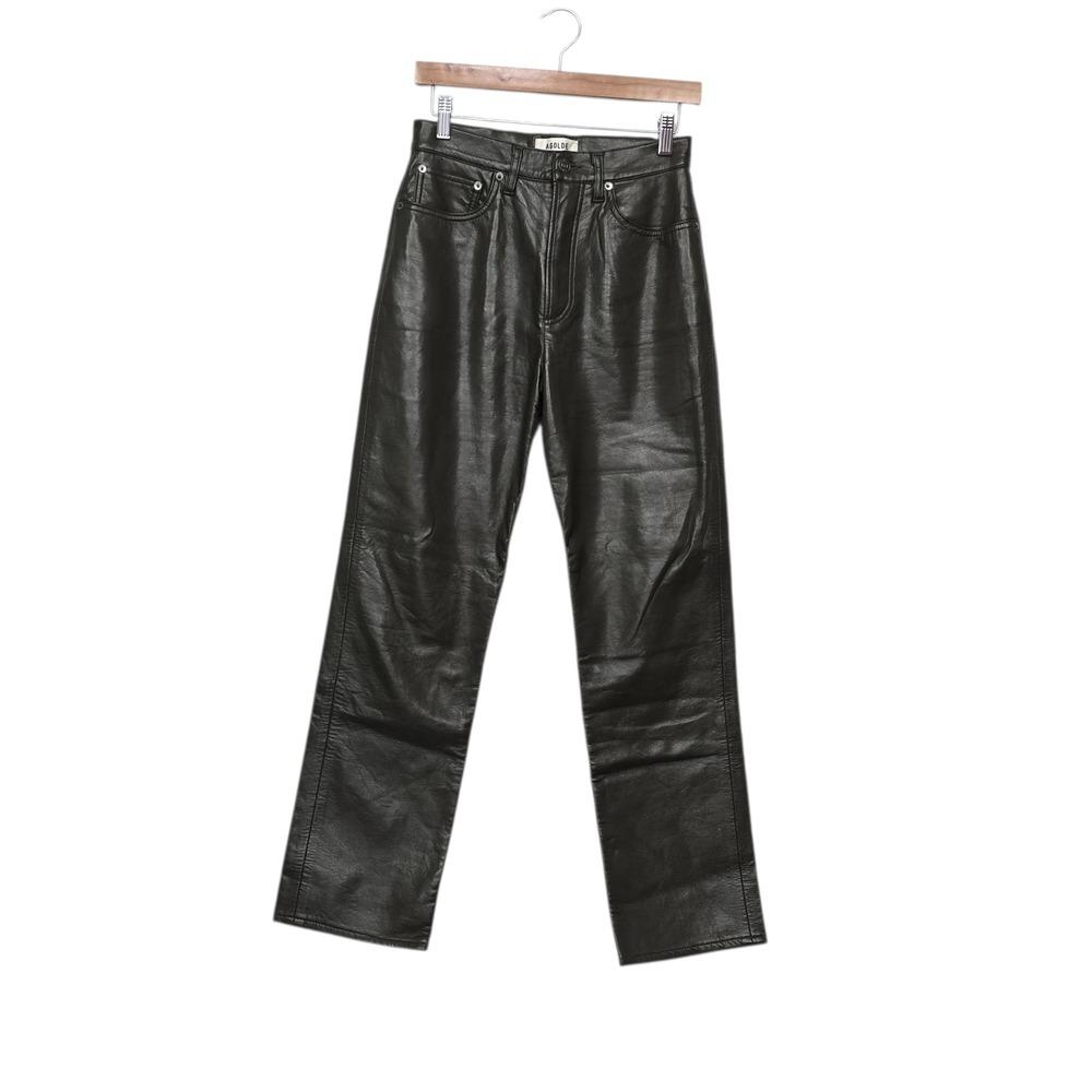 AGOLDE 90's Pinch Waist Recycled Leather Pants Green Womens Size 26